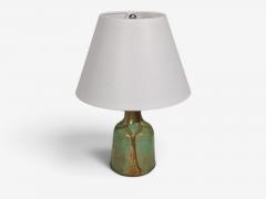 Danish Modern Table Lamp Green Glazed Stoneware Denmark 1970s - 4794336