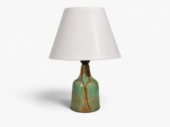 Danish Modern Table Lamp Green Glazed Stoneware Denmark 1970s - 4794337
