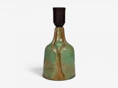 Danish Modern Table Lamp Green Glazed Stoneware Denmark 1970s - 4794338