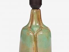 Danish Modern Table Lamp Green Glazed Stoneware Denmark 1970s - 4794340