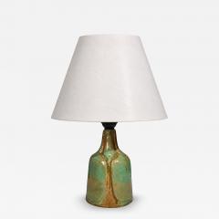 Danish Modern Table Lamp Green Glazed Stoneware Denmark 1970s - 4796129