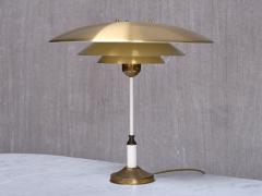 Danish Modern Table or Desk Lamp in Patinated Brass White Lacquer 1950s - 4105301