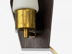 Danish Modern Teak Brass Opaline Glass Wall Lights Denmark 1960s - 4359039