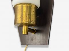 Danish Modern Teak Brass Opaline Glass Wall Lights Denmark 1960s - 4361030