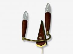 Danish Modern Teak Brass Wall Light Denmark 1960s - 4327624