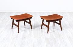 Danish Modern Teak Cognac Leather Stools by Fredly Mobelfabrik - 3306393