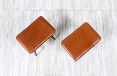 Danish Modern Teak Cognac Leather Stools by Fredly Mobelfabrik - 3306398