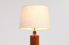 Danish Modern Teak Leather Table Lamp with Brass Inlaid by H Paaske - 2648550