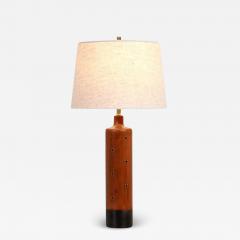 Danish Modern Teak Leather Table Lamp with Brass Inlaid by H Paaske - 2667510