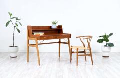 Danish Modern Teak Oak Two Tier Desk with Brass Accents - 2415774