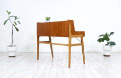 Danish Modern Teak Oak Two Tier Desk with Brass Accents - 2415778