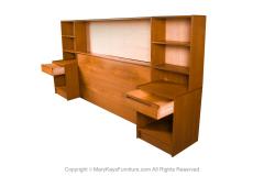 Danish Modern Teak queen Headboard with Storage Nightstands - 3061234