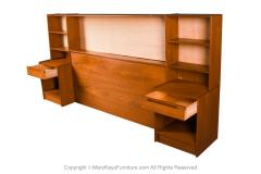 Danish Modern Teak queen Headboard with Storage Nightstands - 3061235