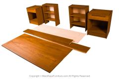 Danish Modern Teak queen Headboard with Storage Nightstands - 3061236