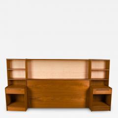 Danish Modern Teak queen Headboard with Storage Nightstands - 3064715