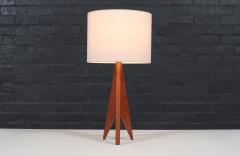 Danish Modern Tripod Sculpted Teak Table Lamp - 4178799