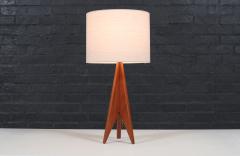 Danish Modern Tripod Sculpted Teak Table Lamp - 4178801