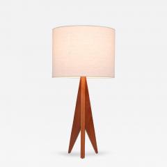 Danish Modern Tripod Sculpted Teak Table Lamp - 4178930