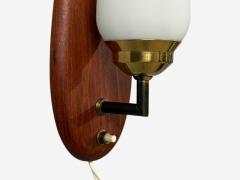 Danish Modern Wall Lights or Sconces Teak Brass Opal Glass Denmark 1960s - 4802645