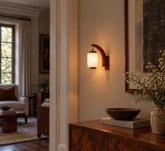 Danish Modern Wall Sconce Teak Opal Glass Denmark 1960s - 4806692