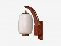 Danish Modern Wall Sconce Teak Opal Glass Denmark 1960s - 4806696
