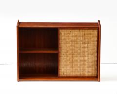 Danish Modern Wicker Wall Cabinet Shelf with Mirror 1950 - 3152999