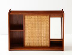 Danish Modern Wicker Wall Cabinet Shelf with Mirror 1950 - 3153000