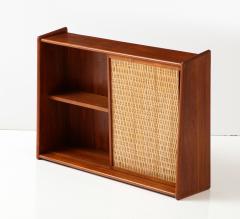 Danish Modern Wicker Wall Cabinet Shelf with Mirror 1950 - 3153001