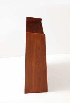 Danish Modern Wicker Wall Cabinet Shelf with Mirror 1950 - 3153005