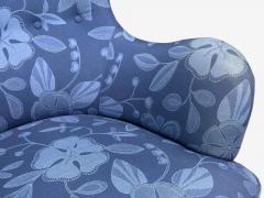 Danish Modern Wingback Chair Blue Fabric Wood Denmark 1940s - 4510105