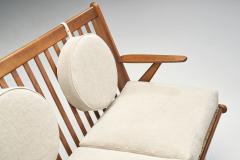 Danish Oak Two Seater Bench with Pillows Denmark ca 1950s - 2228680