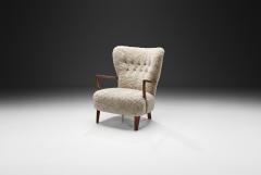 Danish Oak and Sheepskin Armchair Denmark ca 1940s - 4646874
