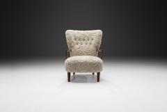 Danish Oak and Sheepskin Armchair Denmark ca 1940s - 4646956