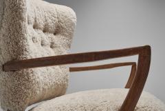 Danish Oak and Sheepskin Armchair Denmark ca 1940s - 4646963