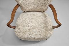 Danish Oak and Sheepskin Armchair Denmark ca 1940s - 4646964