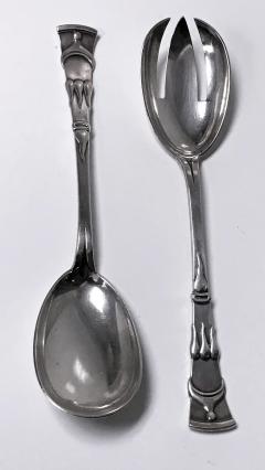 Danish P Hertz Art Nouveau Silver Salad Servers Copenhagen 1909 - 1428104