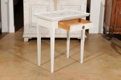 Danish Painted Wood Side Table with Tile Top Rooster Motif and Single Drawer - 3451158