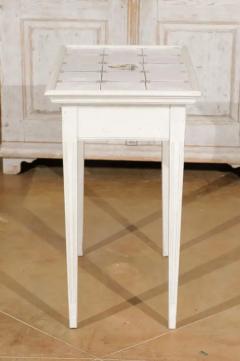 Danish Painted Wood Side Table with Tile Top Rooster Motif and Single Drawer - 3451172
