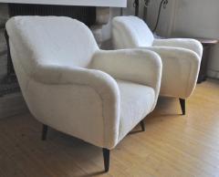 Danish Pair of Lounge Chairs Newly Covered in Teddy Bear Faux Fur - 2333397