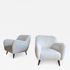 Danish Pair of Lounge Chairs Newly Covered in Teddy Bear Faux Fur - 2336468