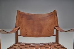 Danish Patinated Leather Safari Chair Denmark ca 1960s - 2556504
