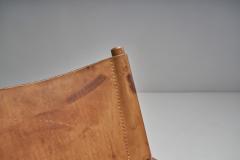 Danish Patinated Leather Safari Chair Denmark ca 1960s - 2556507