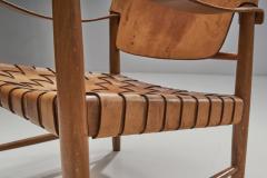 Danish Patinated Leather Safari Chair Denmark ca 1960s - 2556508