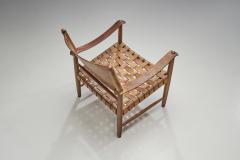 Danish Patinated Leather Safari Chair Denmark ca 1960s - 2556509