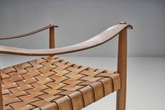 Danish Patinated Leather Safari Chair Denmark ca 1960s - 2556510