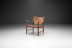 Danish Patinated Leather Safari Chair Denmark ca 1960s - 2562406