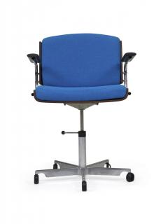 Danish Rosewood and Chrome Office Chair in Turquoise Wool - 916463