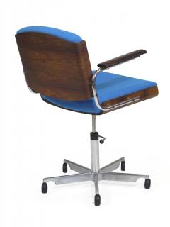 Danish Rosewood and Chrome Office Chair in Turquoise Wool - 916464