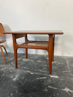 Danish Side Table in Teak with Cane Shelf by Thor - 3650196