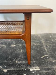Danish Side Table in Teak with Cane Shelf by Thor - 3650197